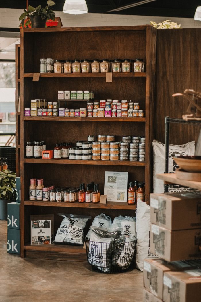 Services Artisanal products on display at a local farm store in Pendleton, SC.